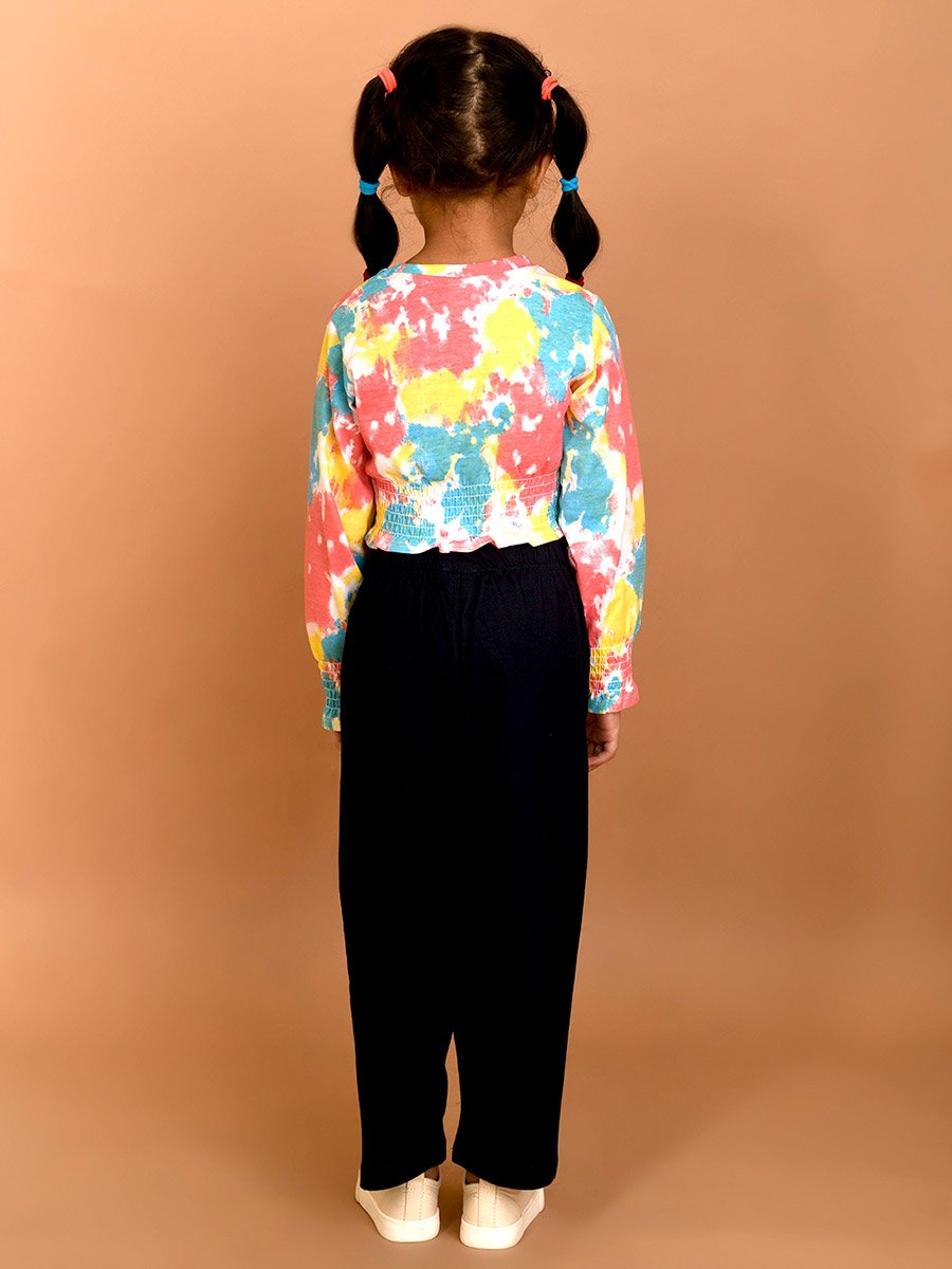 Tie Dye Print Crop Top and Pants Set