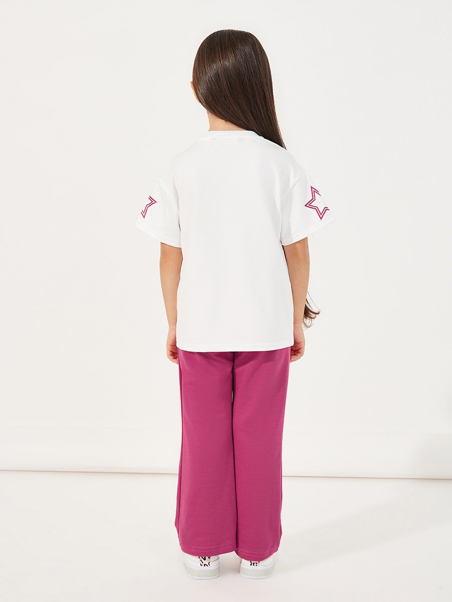 Oversized Logo Print T-Shirt and Flared Joggers Co-Ords Set