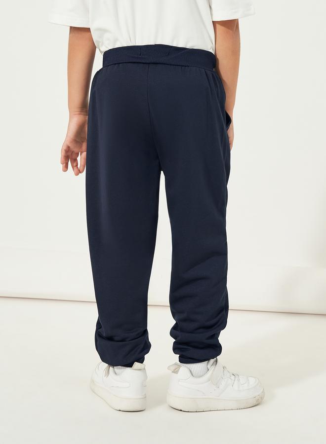 Letter Print Slant Pocket Cotton Joggers