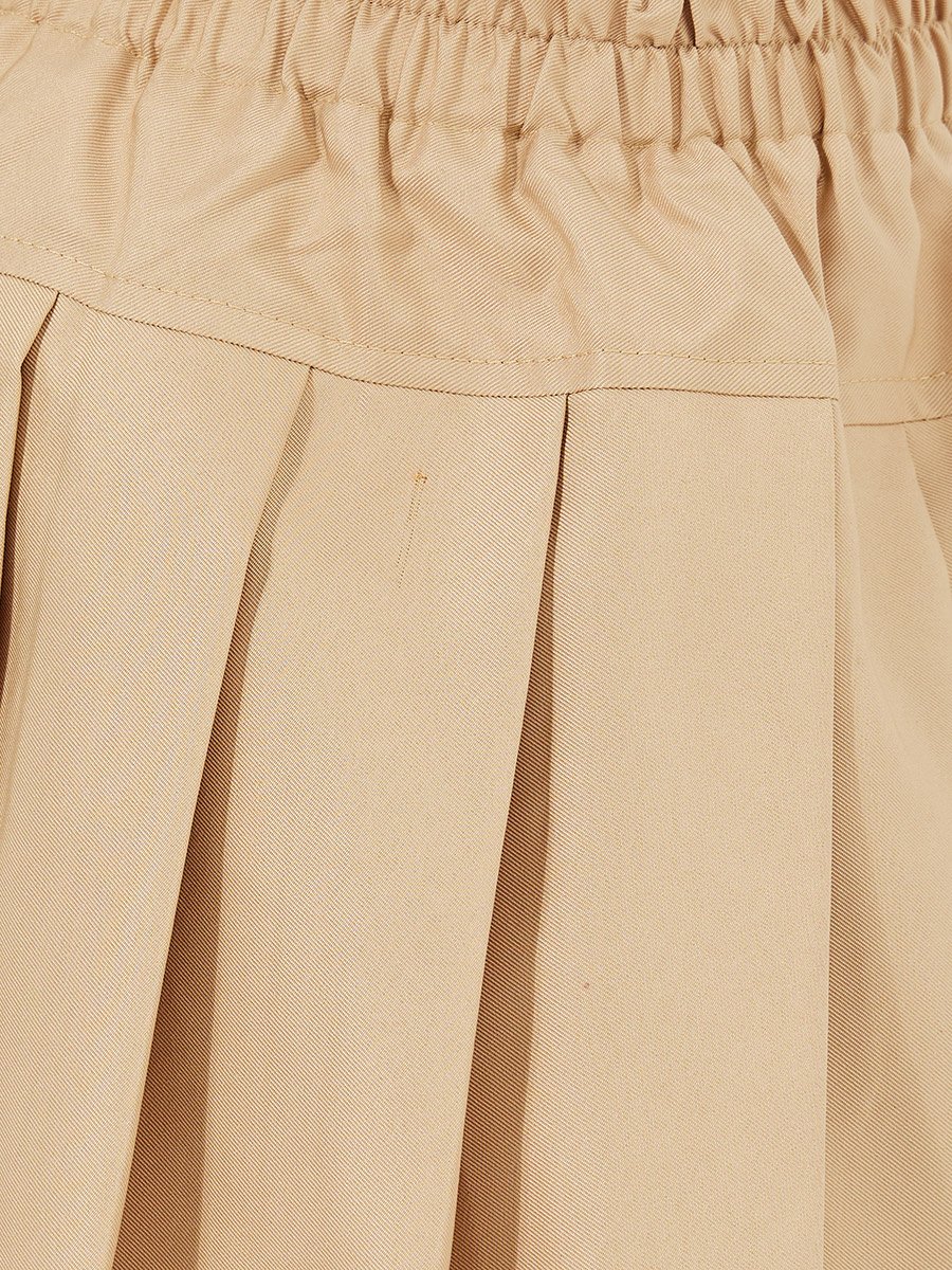 Elastic Waistband Pleated Preppy Skirt