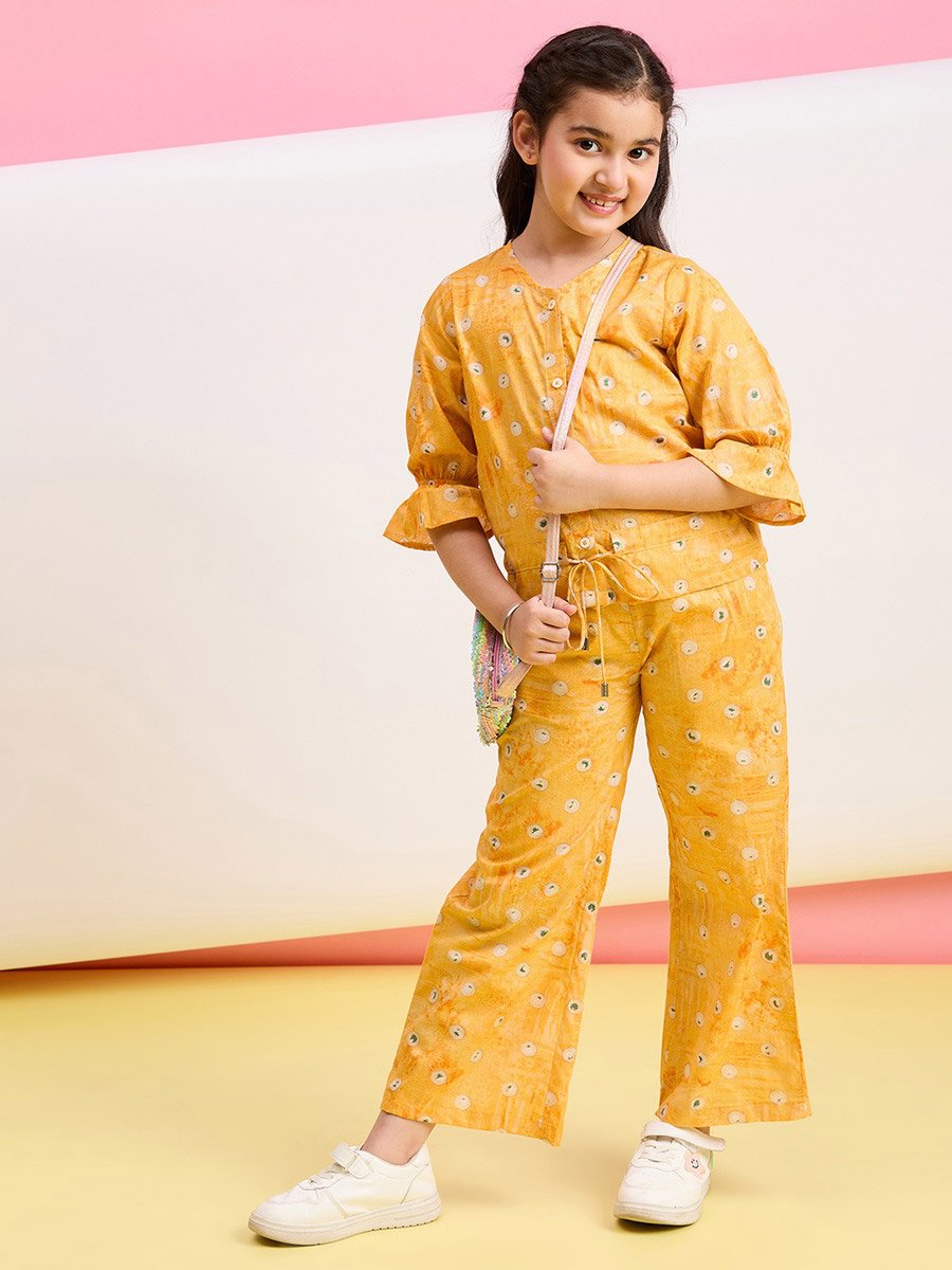 Floral Print 3/4 Sleeves Top and Pants Set