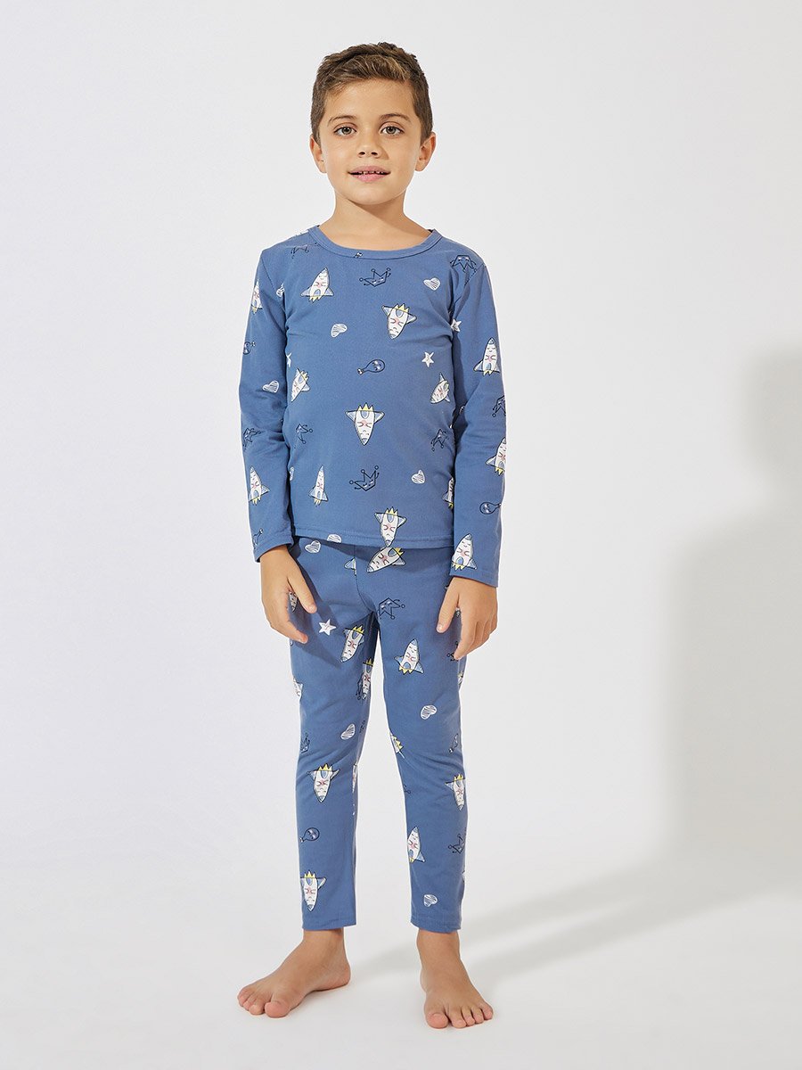Cartoon Printed Cotton T-Shirt and Pyjama Set
