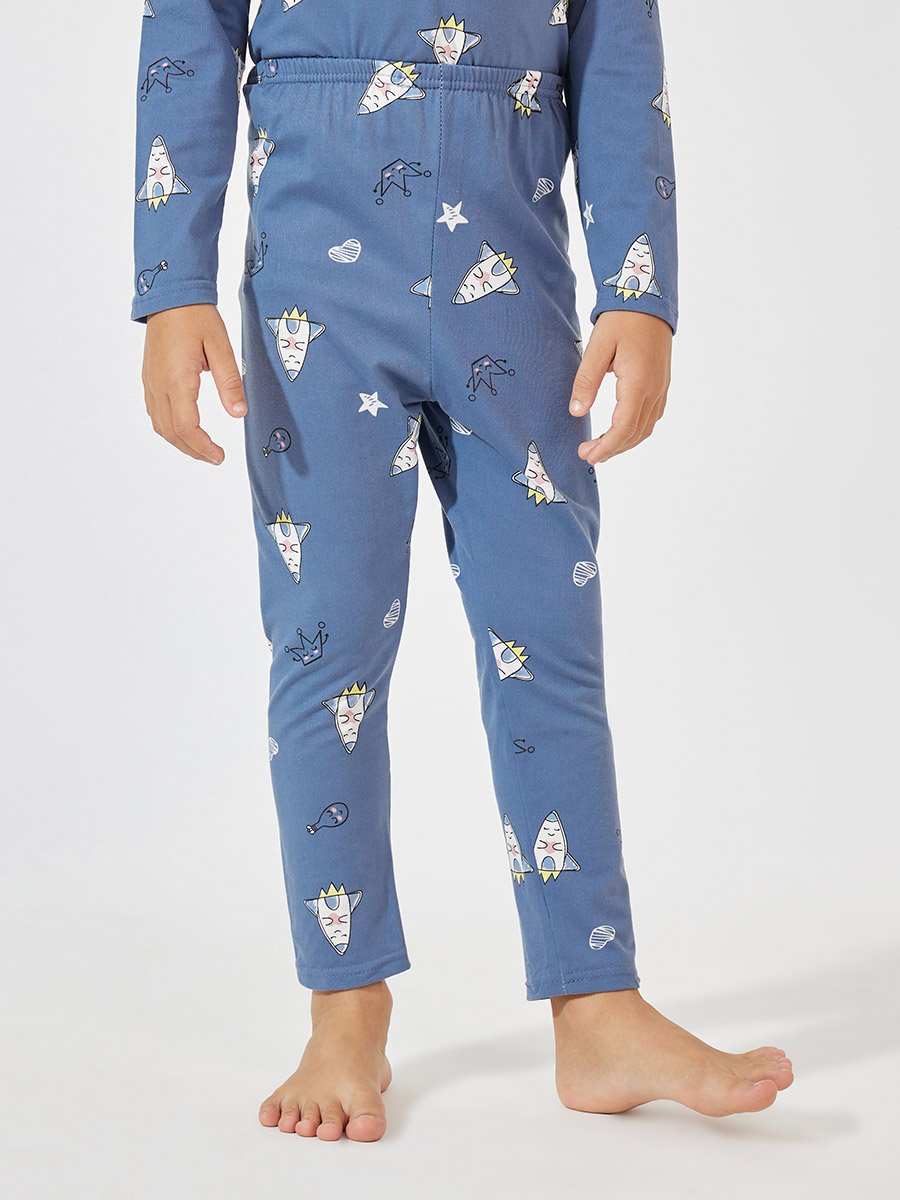 Cartoon Printed Cotton T-Shirt and Pyjama Set