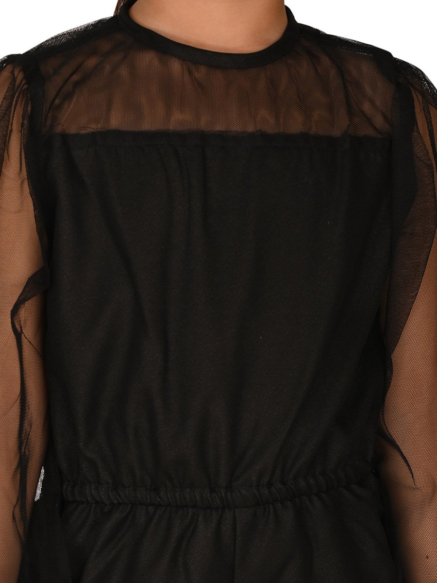 Mesh Insert Straight Leg Jumpsuit