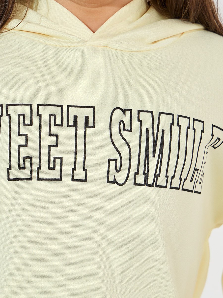 Slogan Print Dropped Shoulder Hooded and Jogger Set