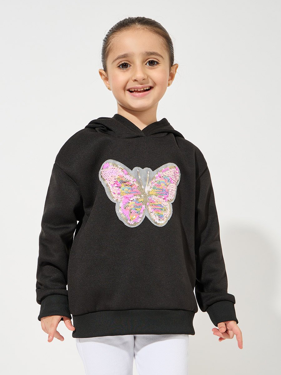 Butterfly Sequin Patch Hoodie