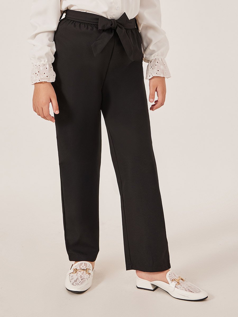 Schiffli Detail Buttoned Top and Wide Leg Pants Set