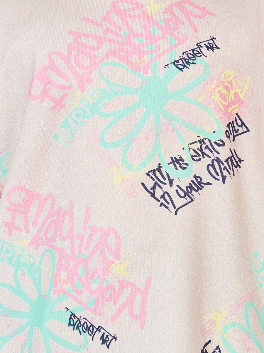 Oversized All Over Print T-Shirt with Dropped Shoulder