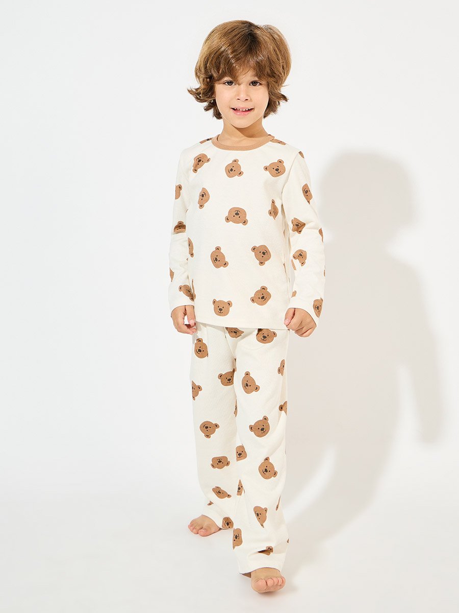 Bear Pattern Sweatshirt and Pyjama Set