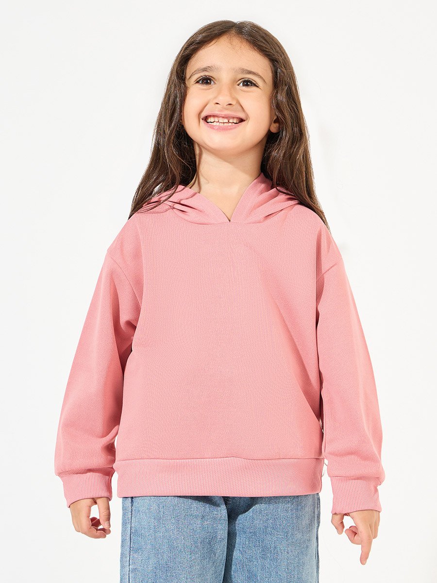 Solid Hoodie with Dropped Shoulder