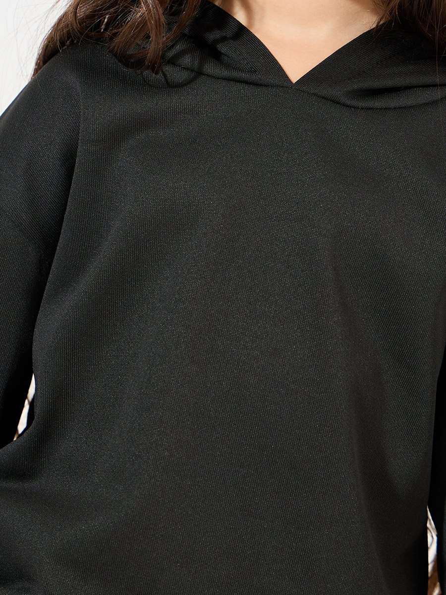 Solid Hoodie with Dropped Shoulder