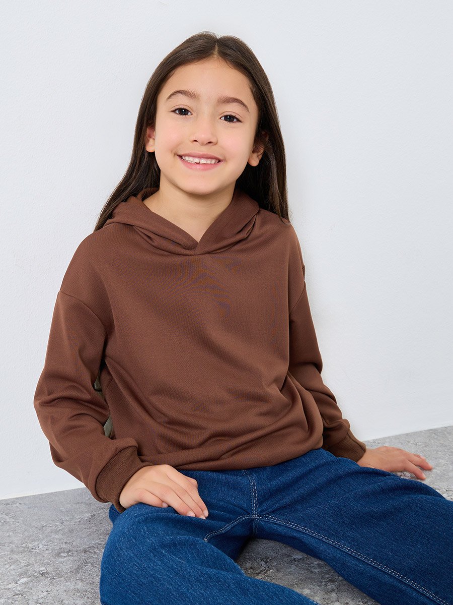 Solid Hoodie with Dropped Shoulder