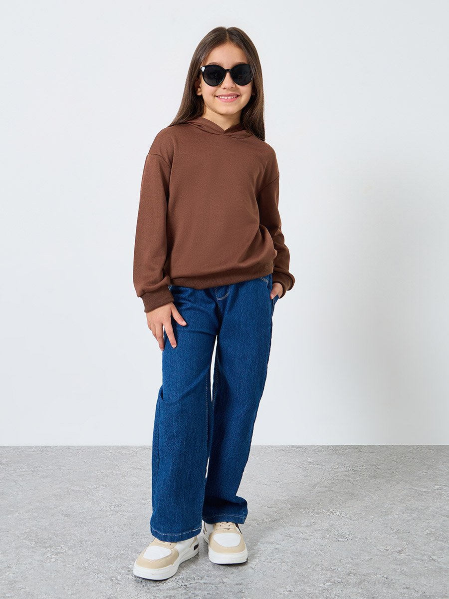Solid Hoodie with Dropped Shoulder