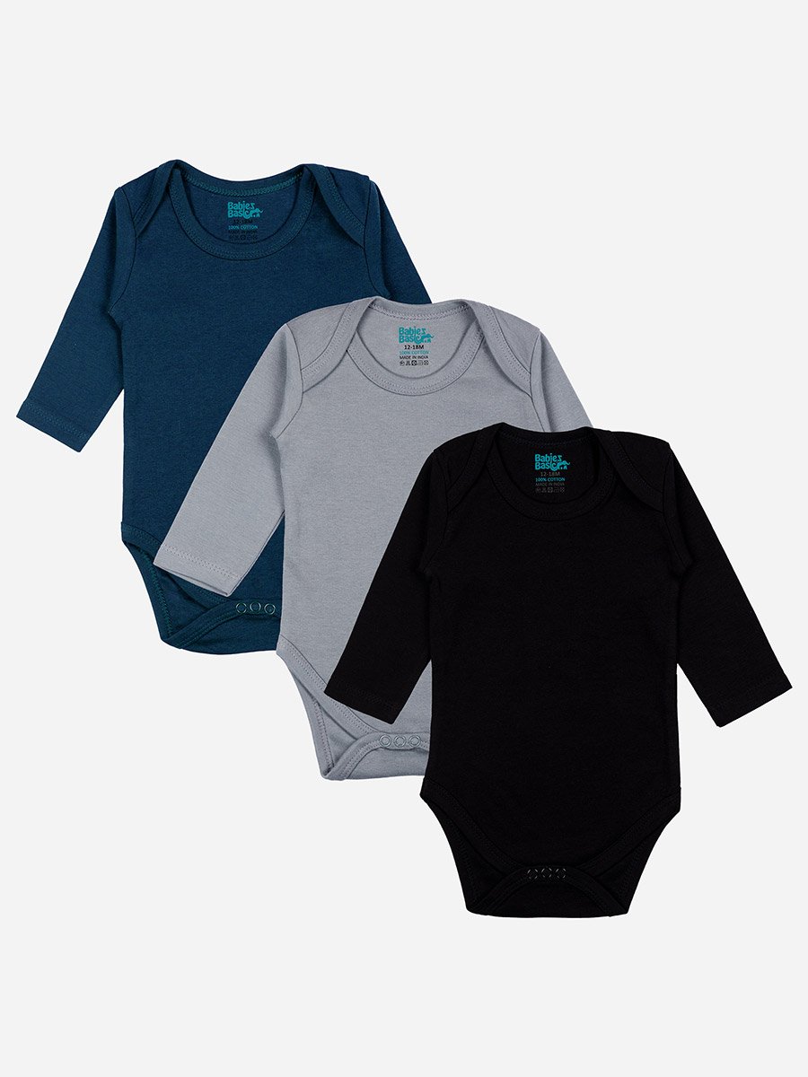 Pack of 3 - Solid Long Sleeves Bodysuit