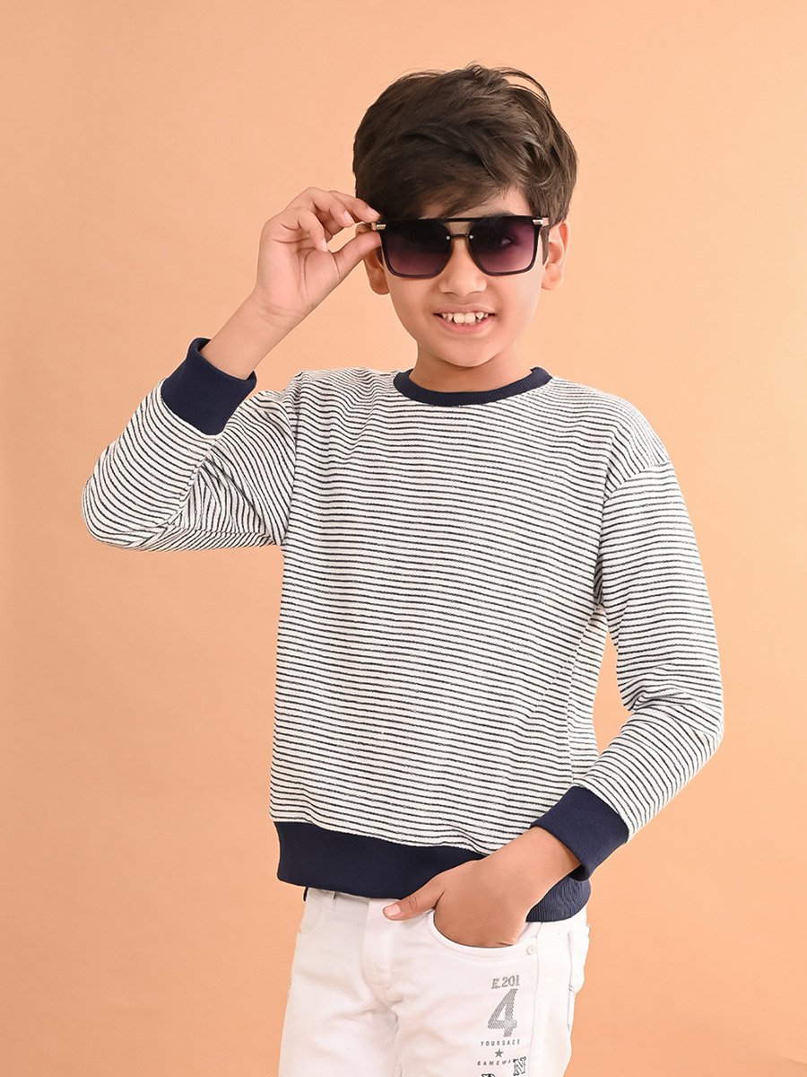 Striped Round Neck Sweatshirt