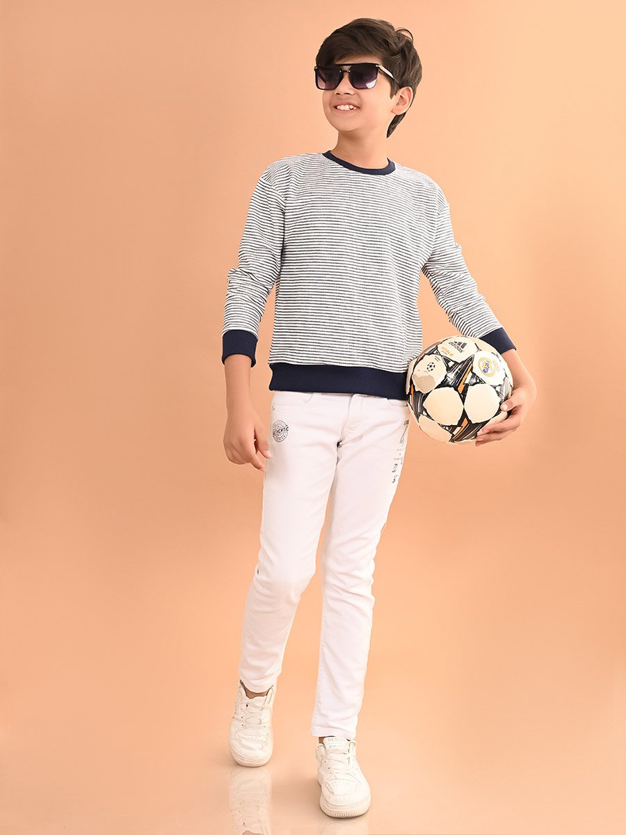 Striped Round Neck Sweatshirt