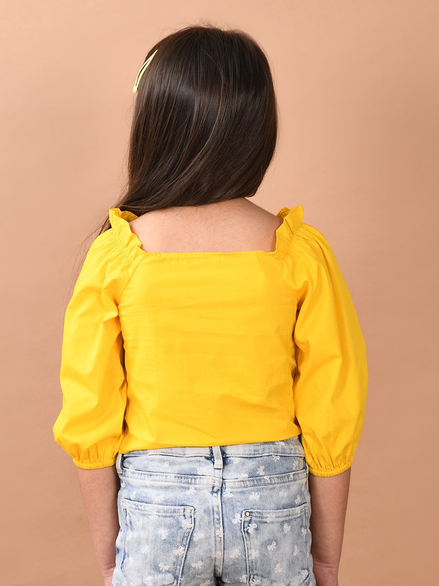 Square Neck Shirred Crop Top