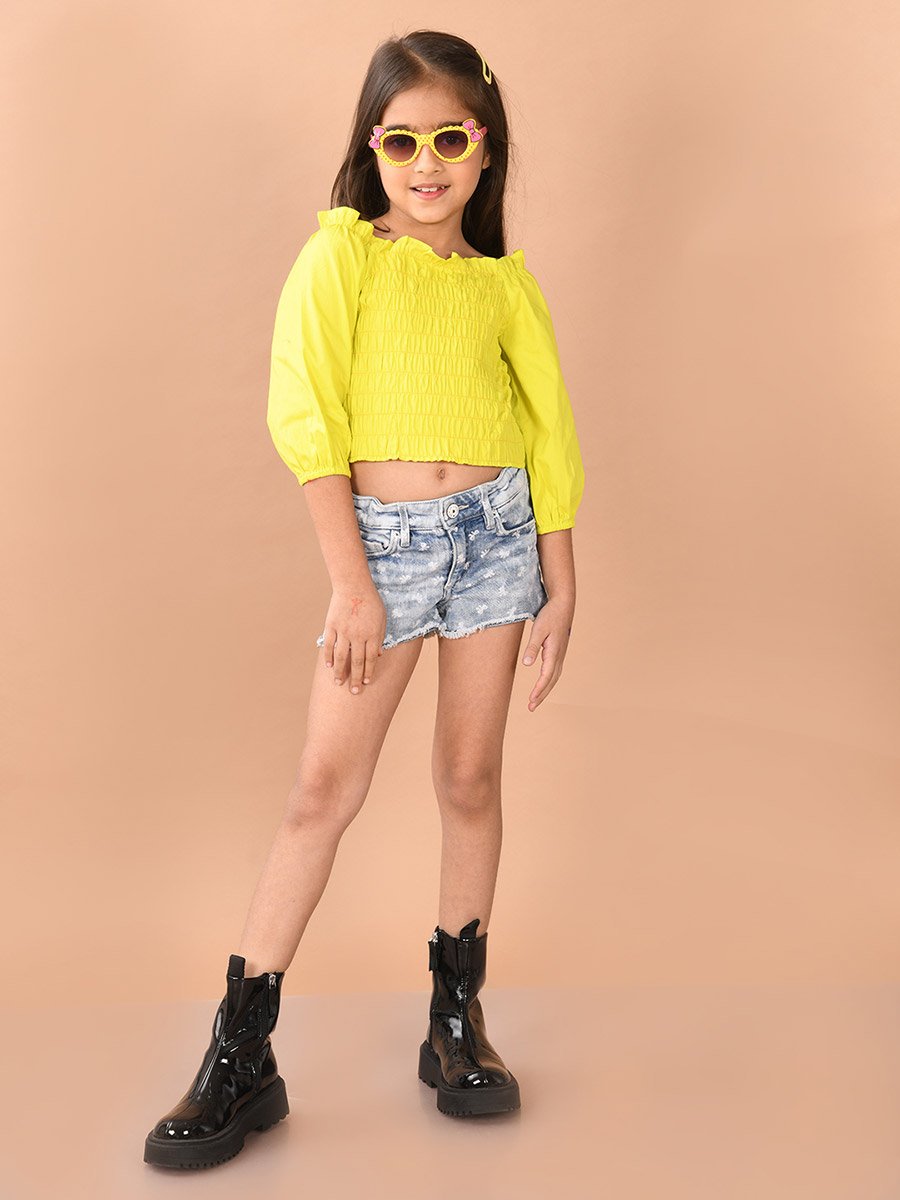 Square Neck Shirred Crop Top