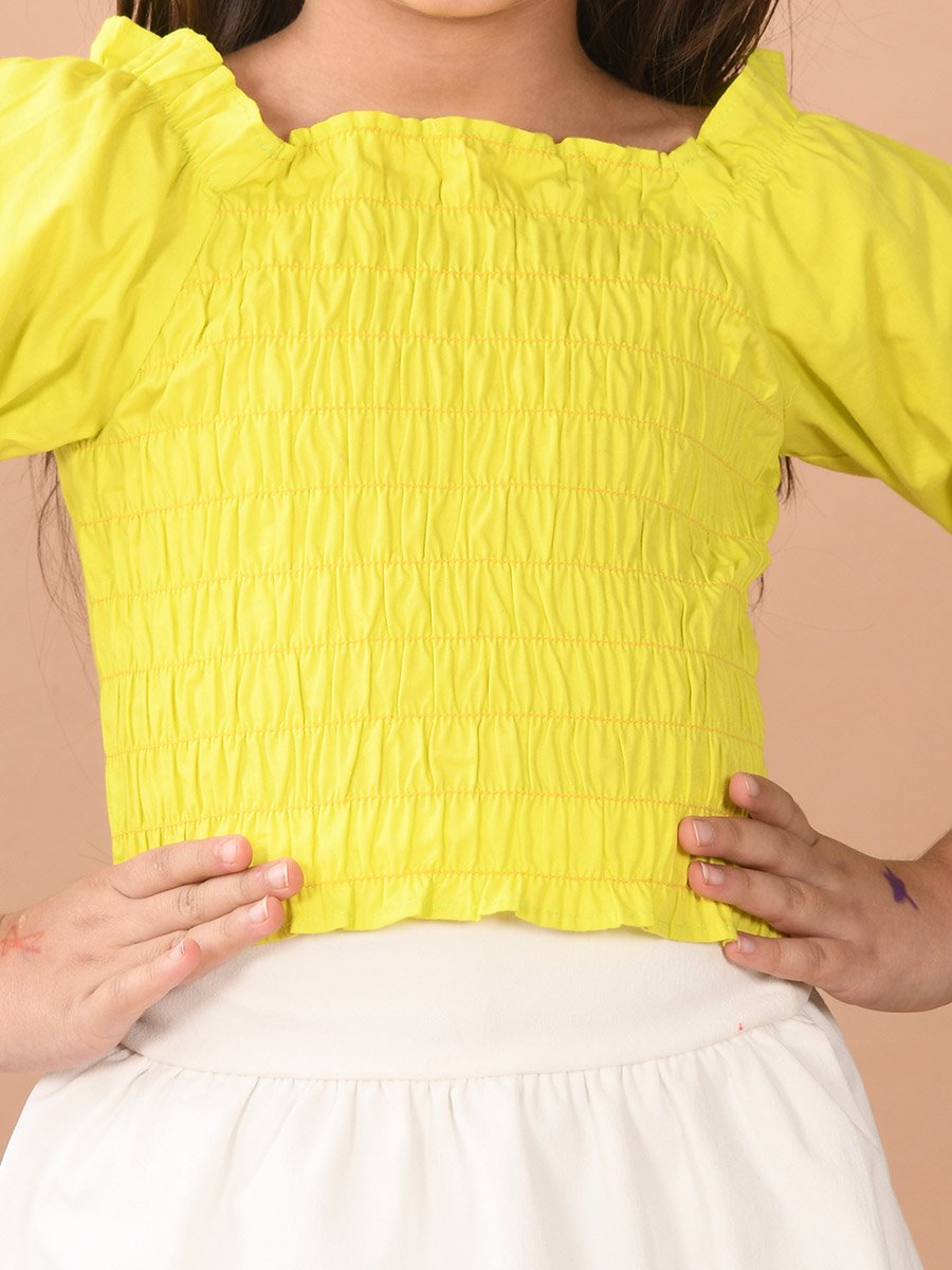 Square Neck Shirred Crop Top