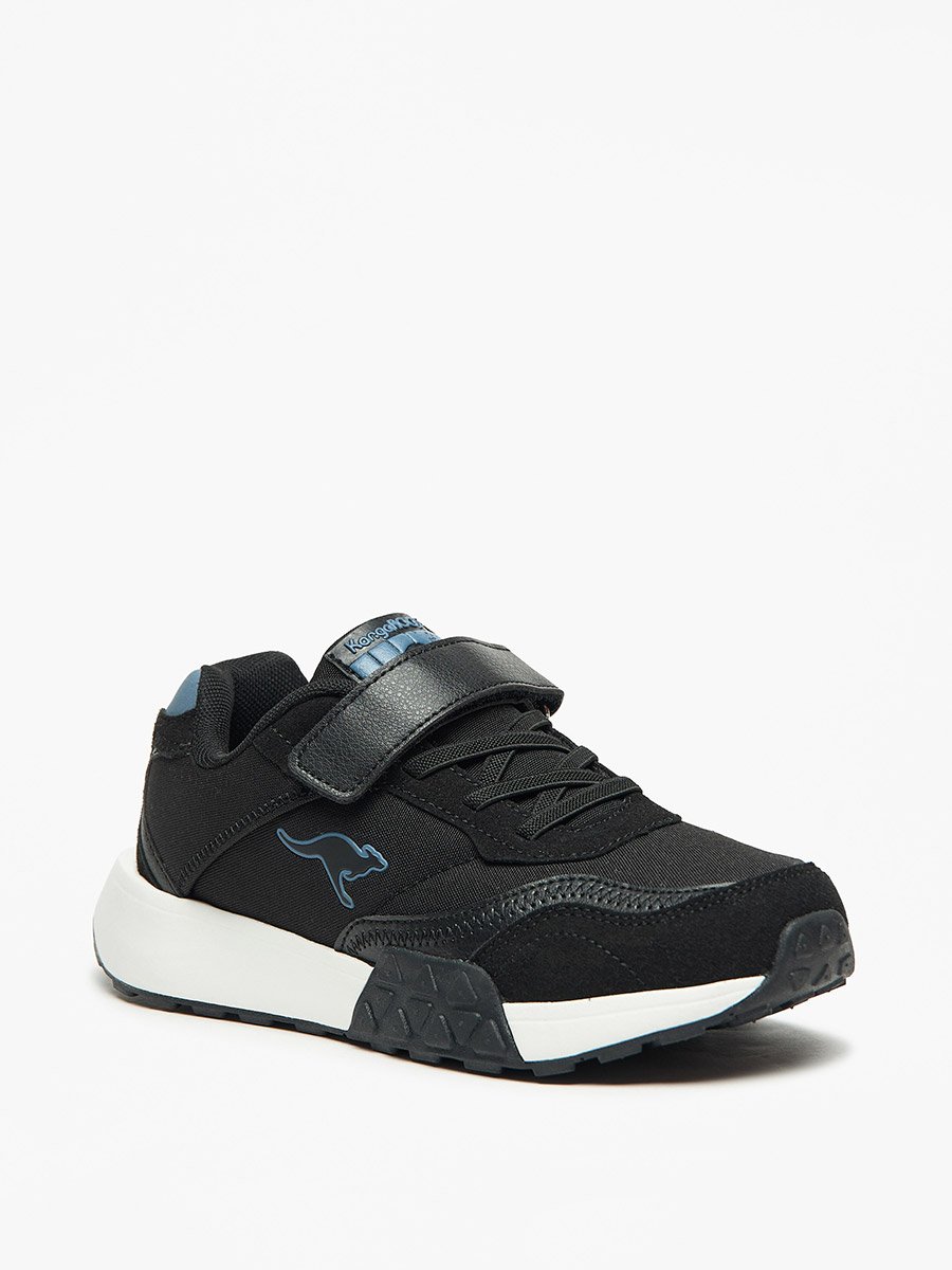 Logo Embossed Walking Shoes with Hook and Loop Closure