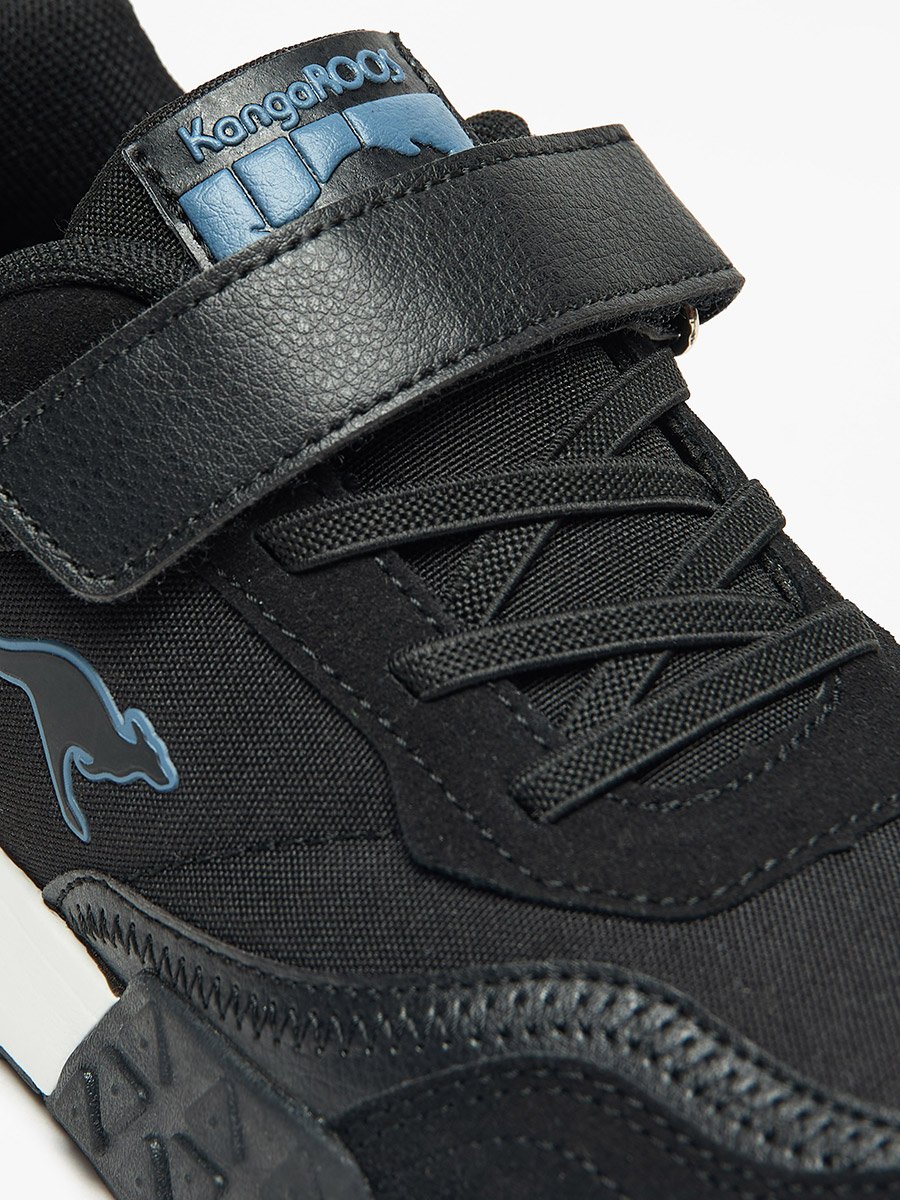 Logo Embossed Walking Shoes with Hook and Loop Closure