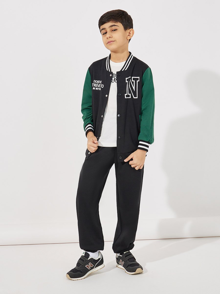 Color Block Varsity Jacket and Joggers Set