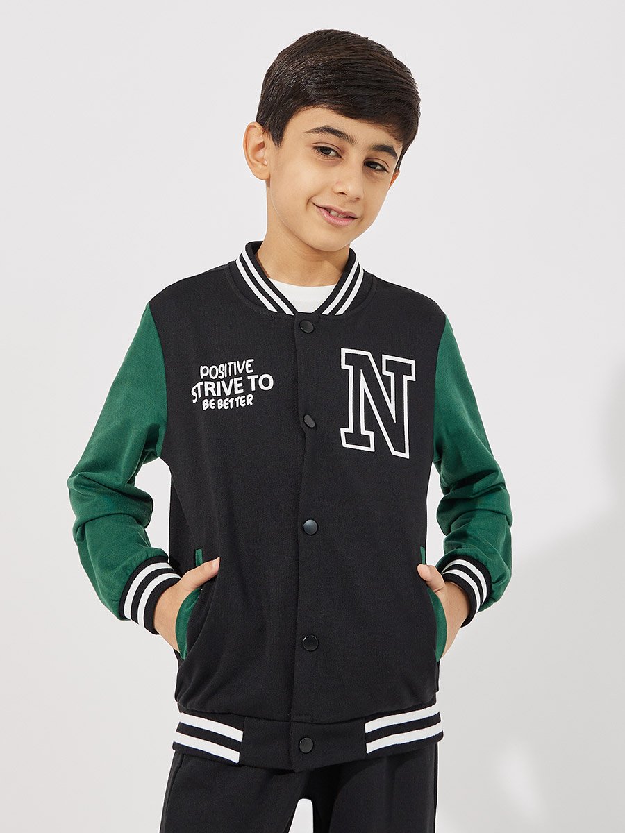 Color Block Varsity Jacket and Joggers Set