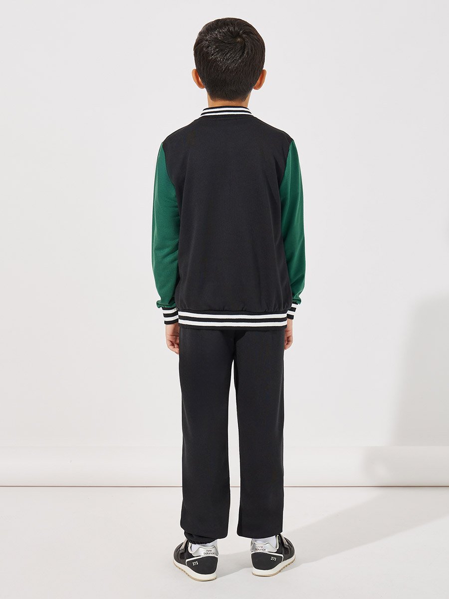 Color Block Varsity Jacket and Joggers Set
