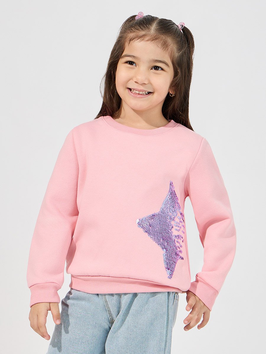 Star Sequin Cuffed Sweatshirt