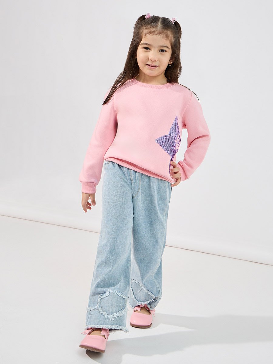 Star Sequin Cuffed Sweatshirt
