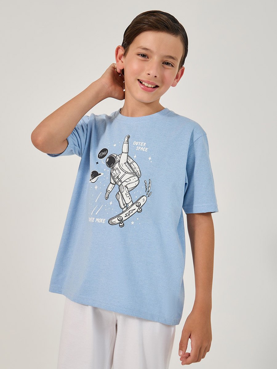 Graphic Print T-Shirt and Drawstring Pyjama Set