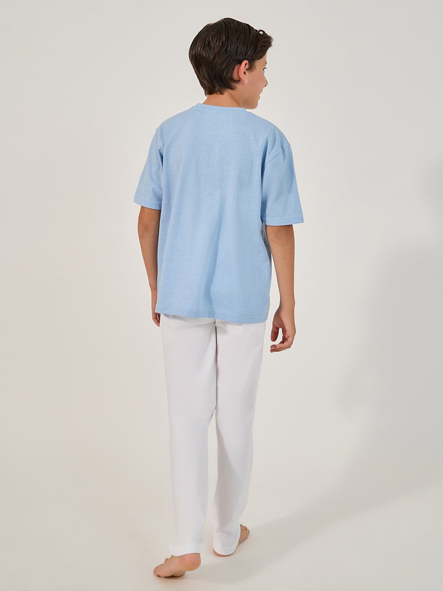 Graphic Print T-Shirt and Drawstring Pyjama Set