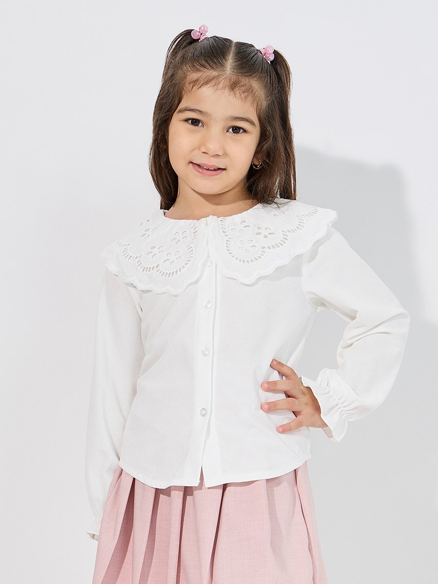 Schiffli Collar Textured Shirt