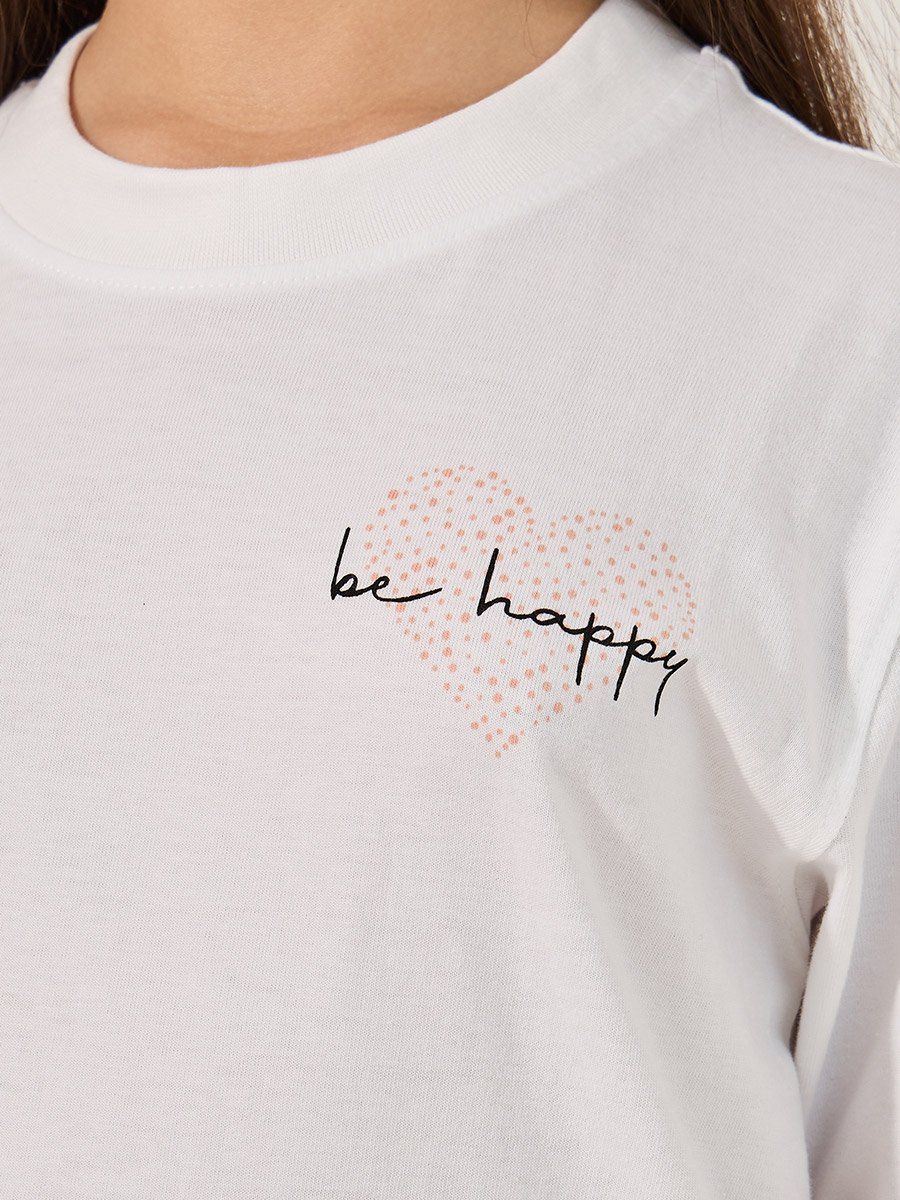 Typography Print T-Shirt and Drawstring Pyjama Set