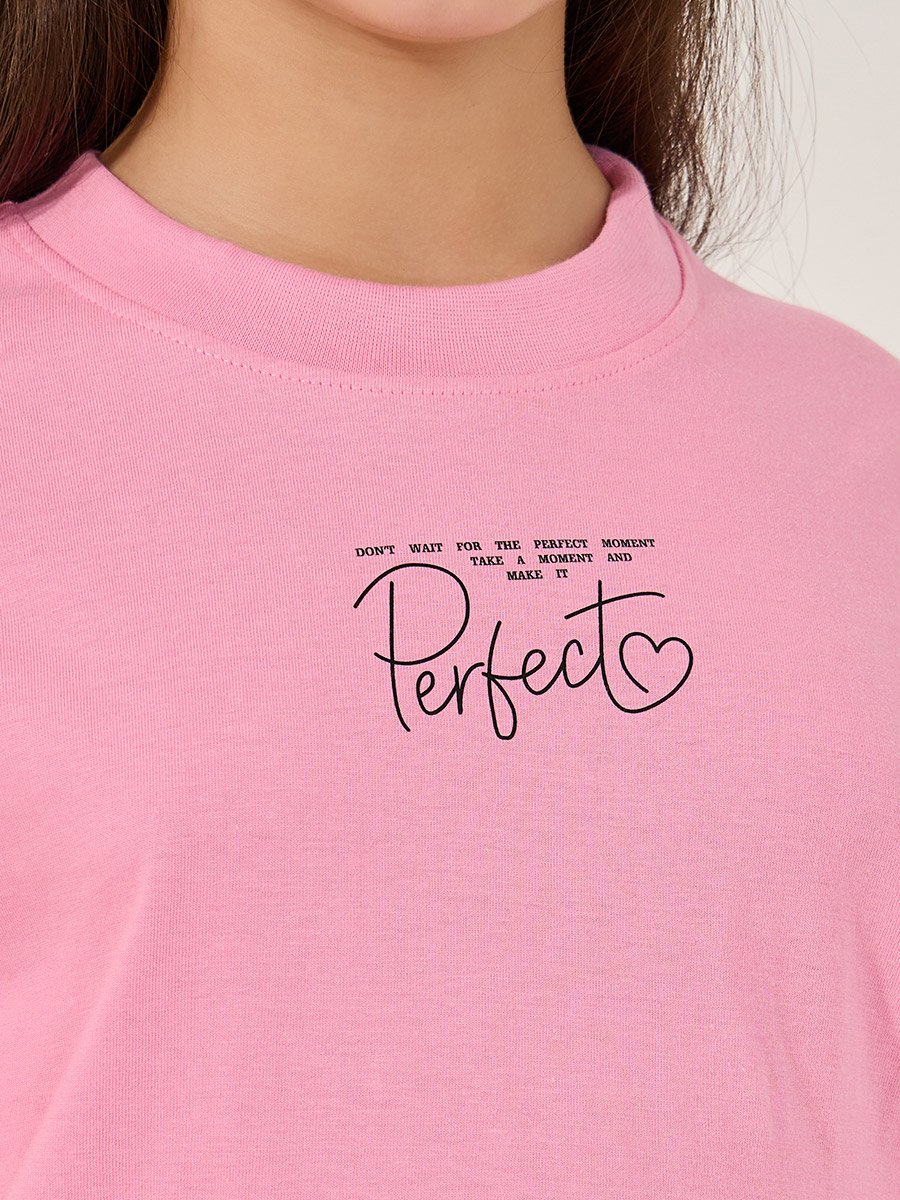 Typography Print T-Shirt and Drawstring Pyjama Set