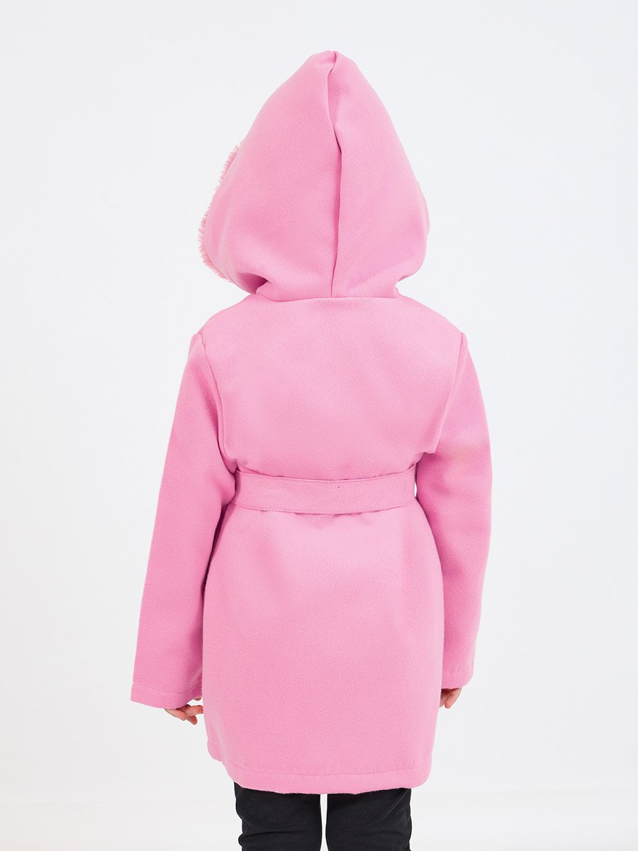 Light Weight Fuzzy Trim Hooded Coat