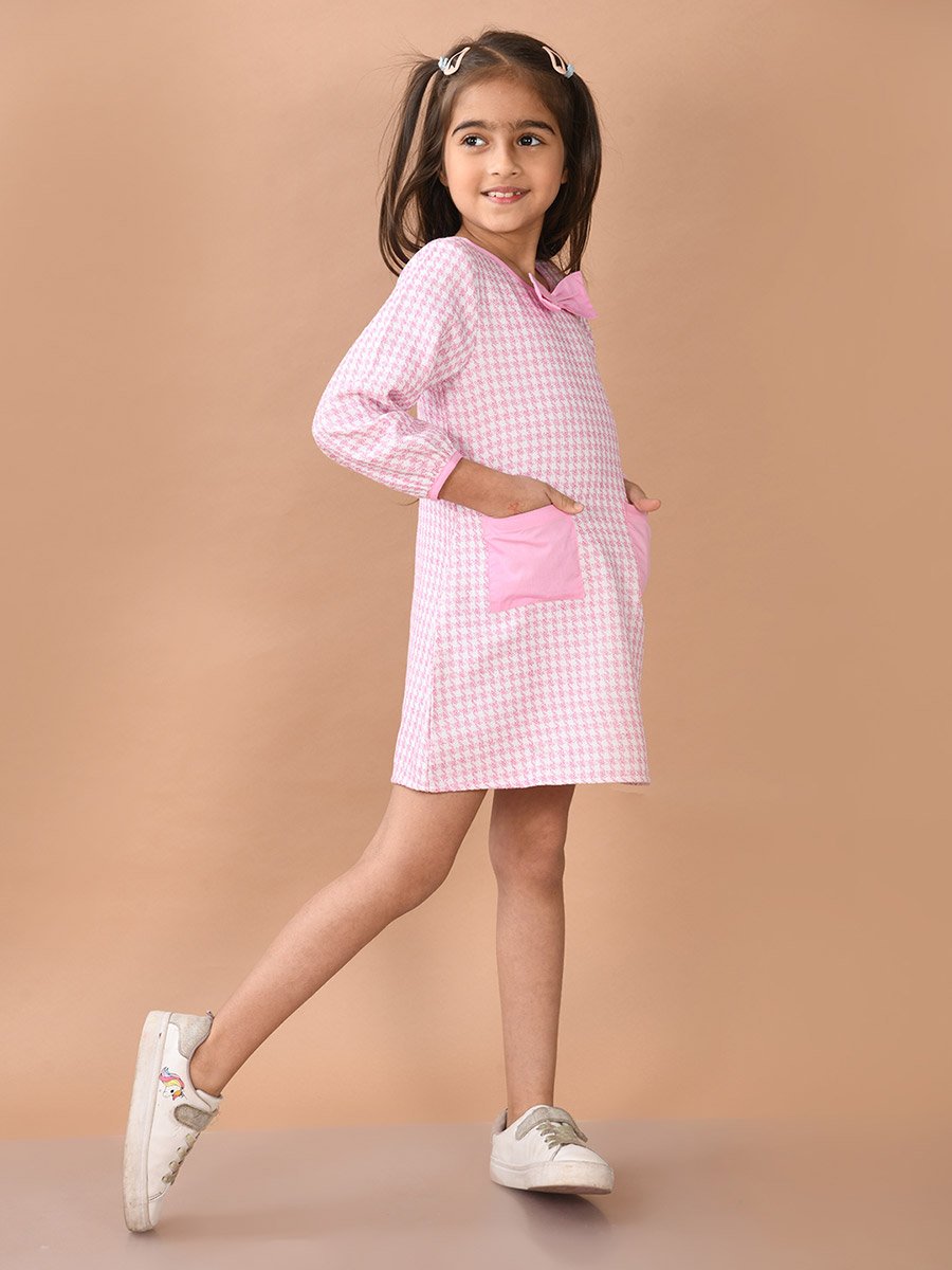 Checkered Long Sleeves Dress