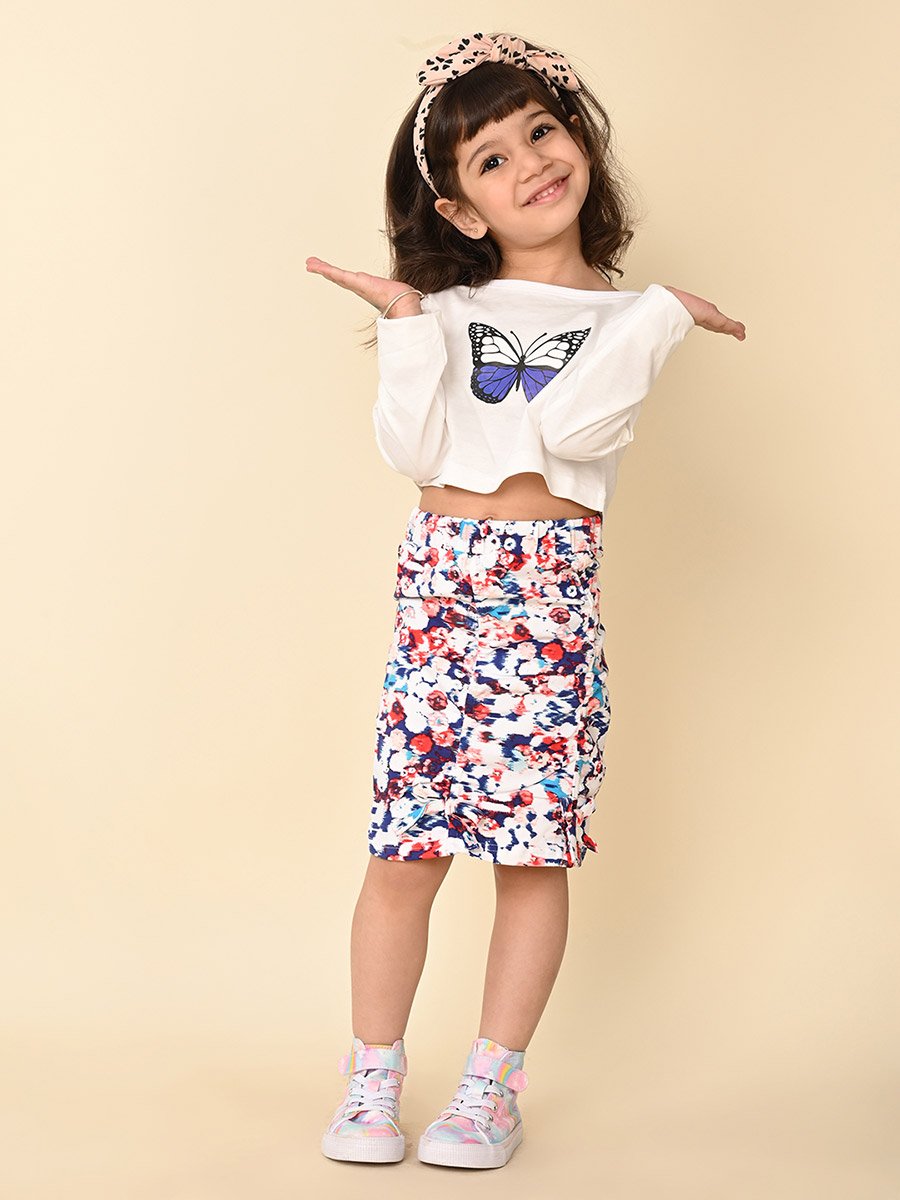 Graphic Print T-Shirt and Skirt Co-Ords Set