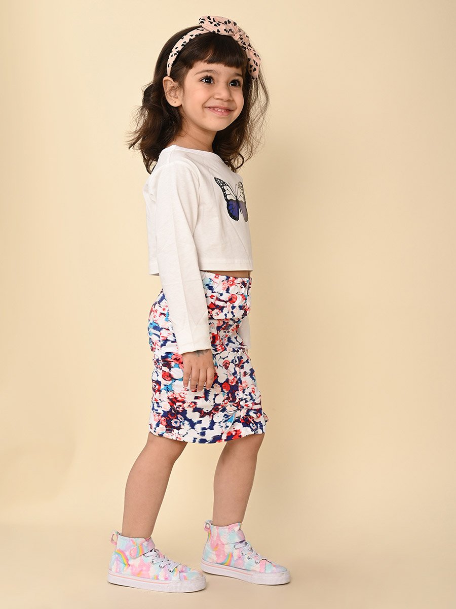 Graphic Print T-Shirt and Skirt Co-Ords Set