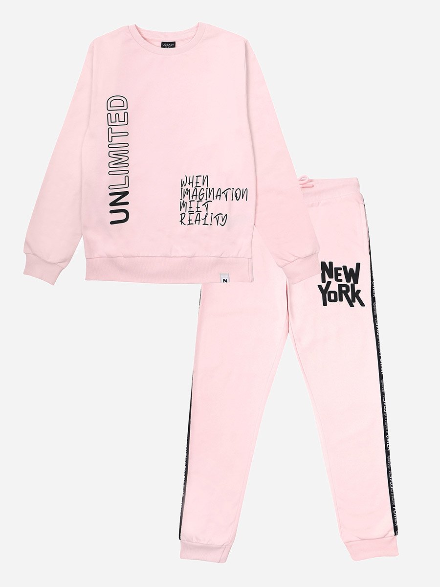 Slogan Print Sweatshirt and Joggers Set
