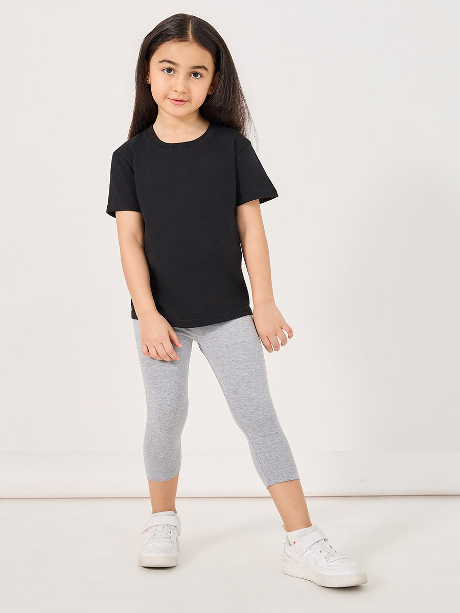 Solid Elastic Waistband Cotton Leggings