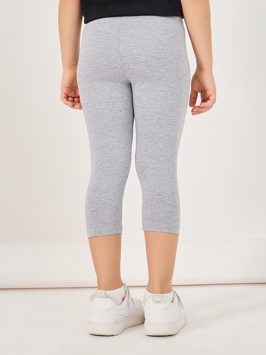 Solid Elastic Waistband Cotton Leggings