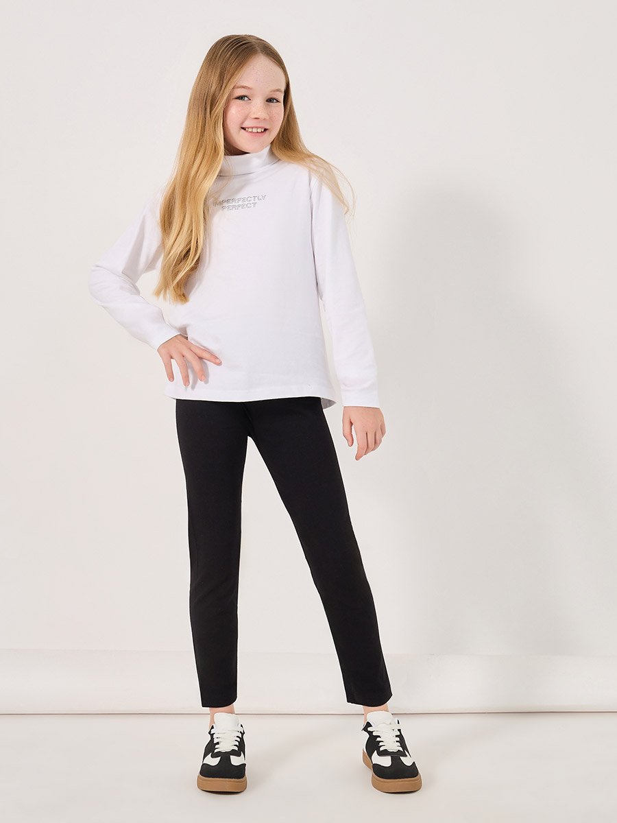 Solid Elastic Waistband Leggings