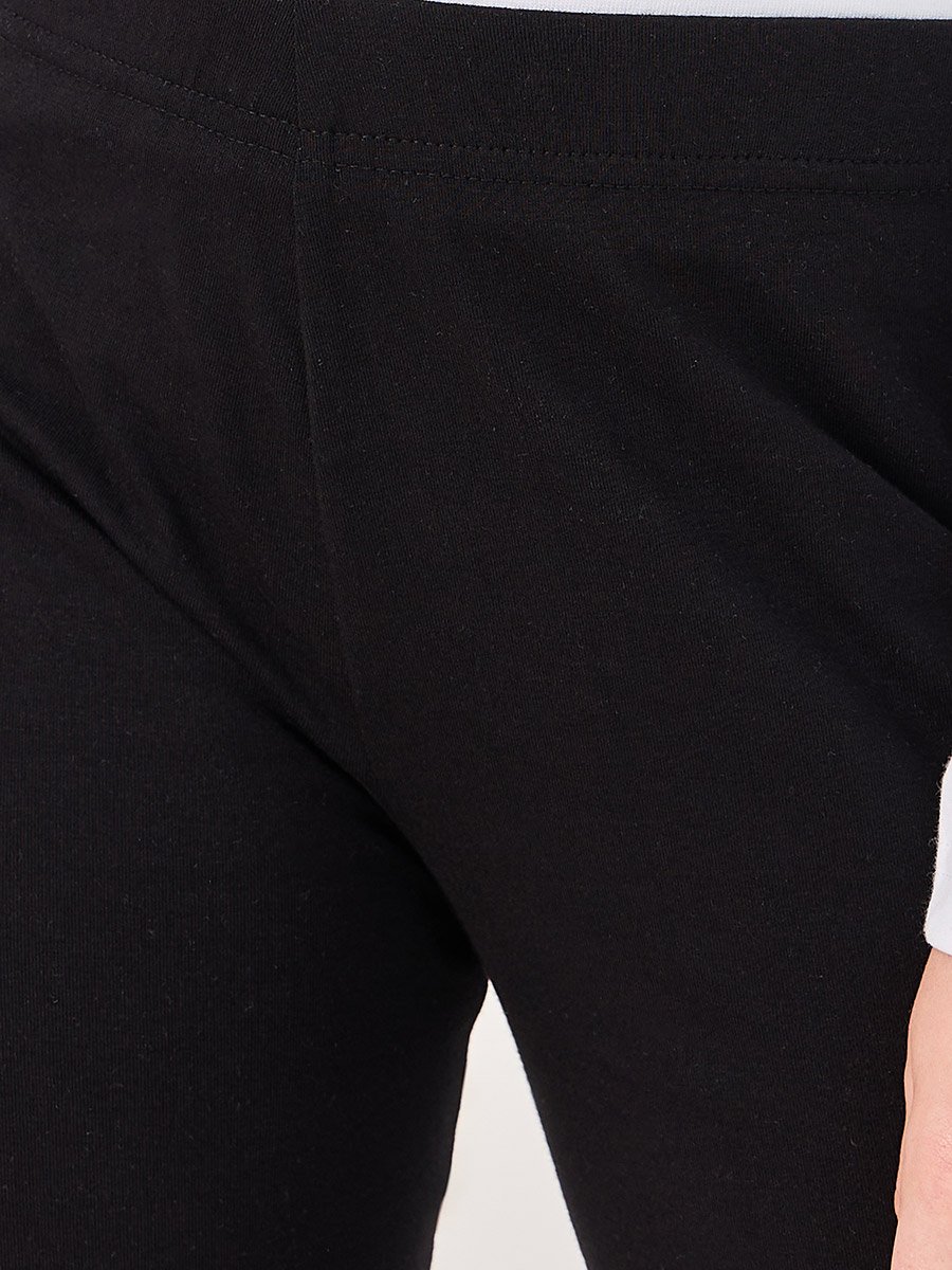 Solid Elastic Waistband Leggings
