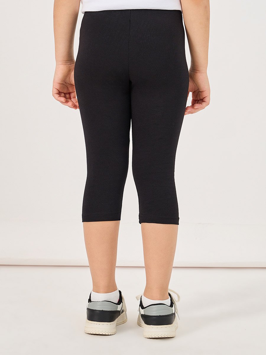 Elastic Waistband Basic Capri Length Leggings
