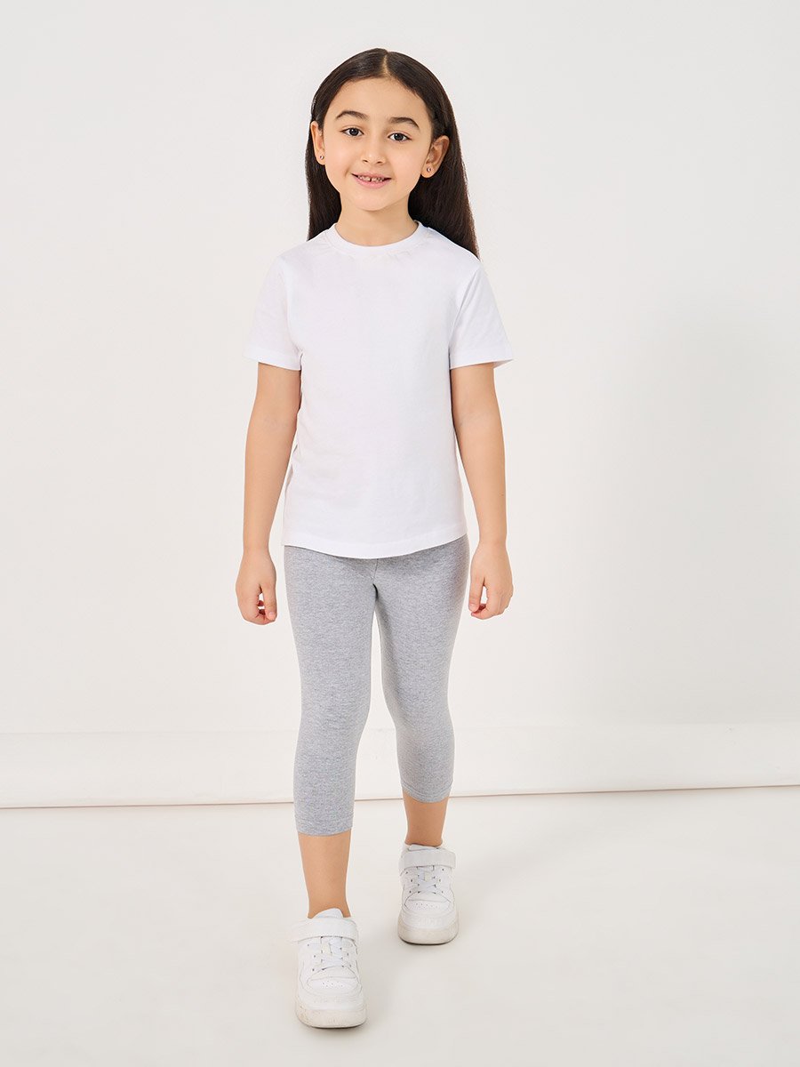Elastic Waistband Basic Capri Length Leggings