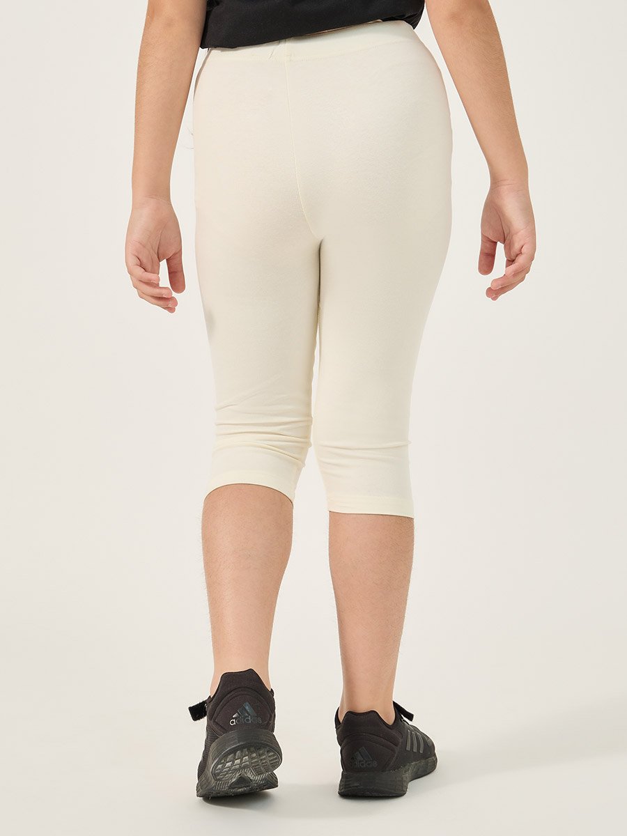 Elastic Waistband Basic Capri Length Leggings