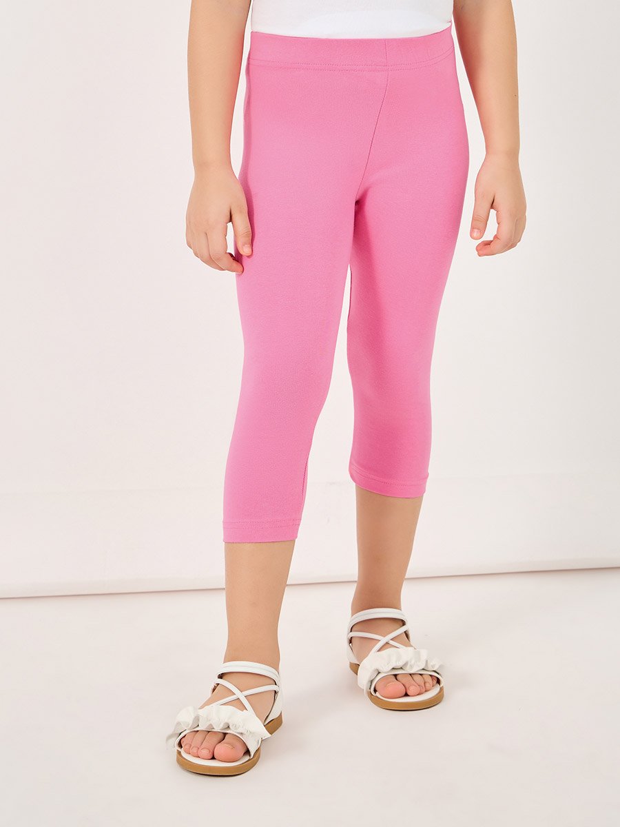 Elastic Waistband Basic Capri Length Leggings