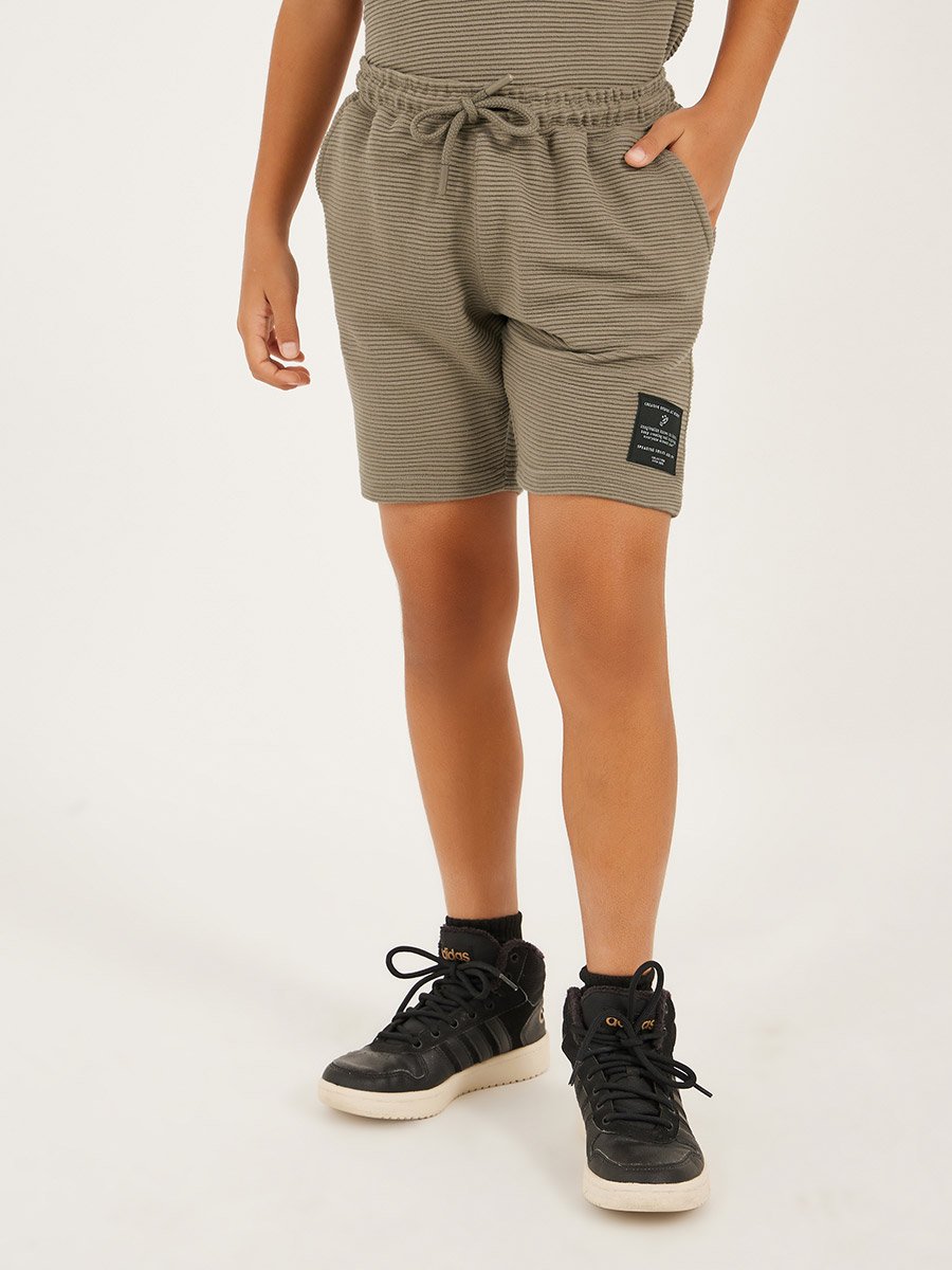 Textured T-Shirt Detail and Shorts with Badge Set