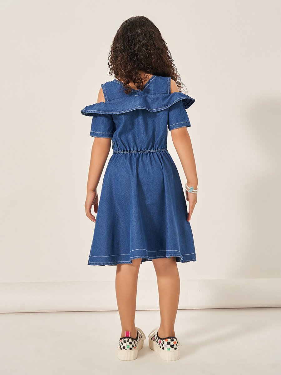 white christmas dresses V-Neck Half Sleeve Mini Denim Dress – The Gypsy Soul Shop main image 1